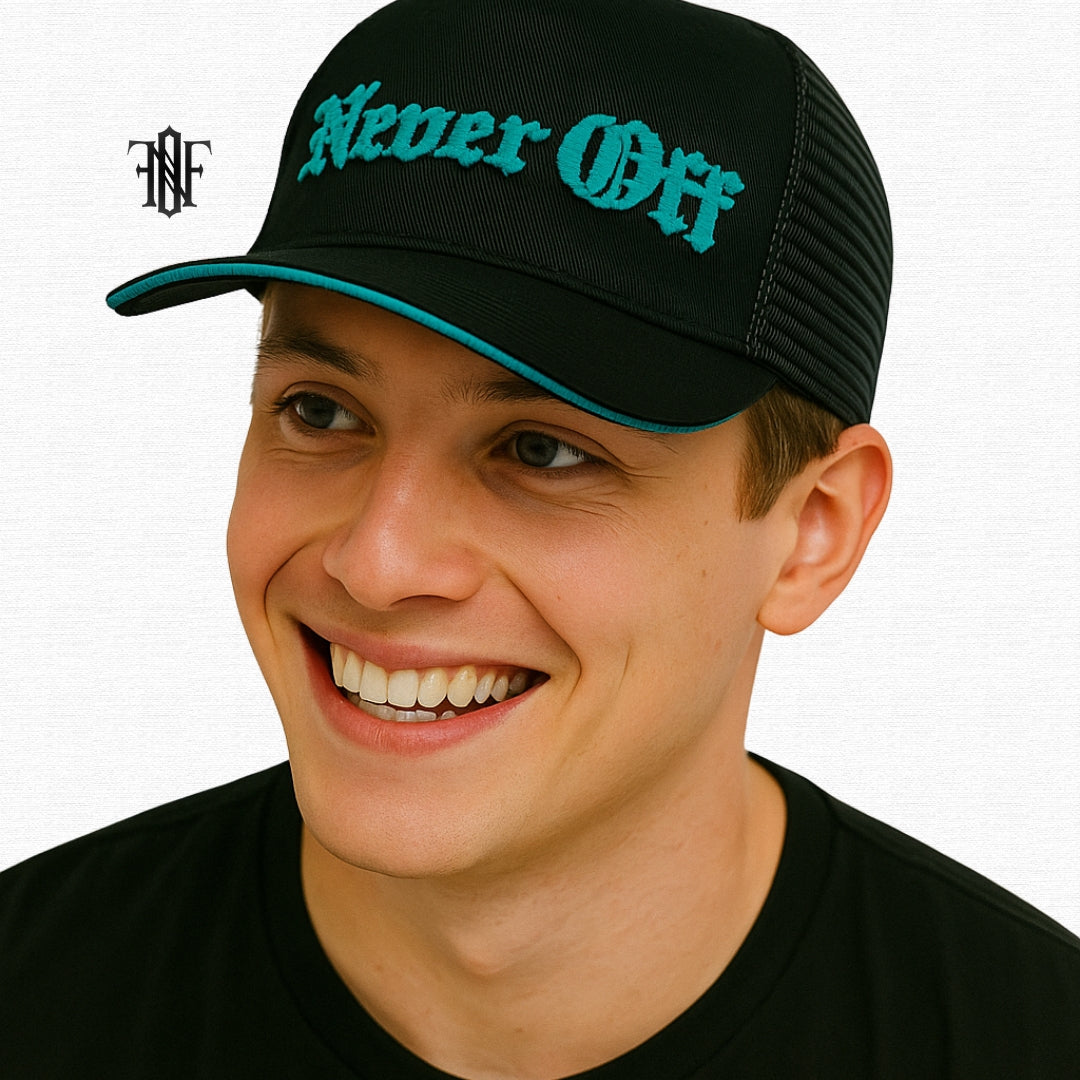 Gorra Never Off Black & Aqua Edition