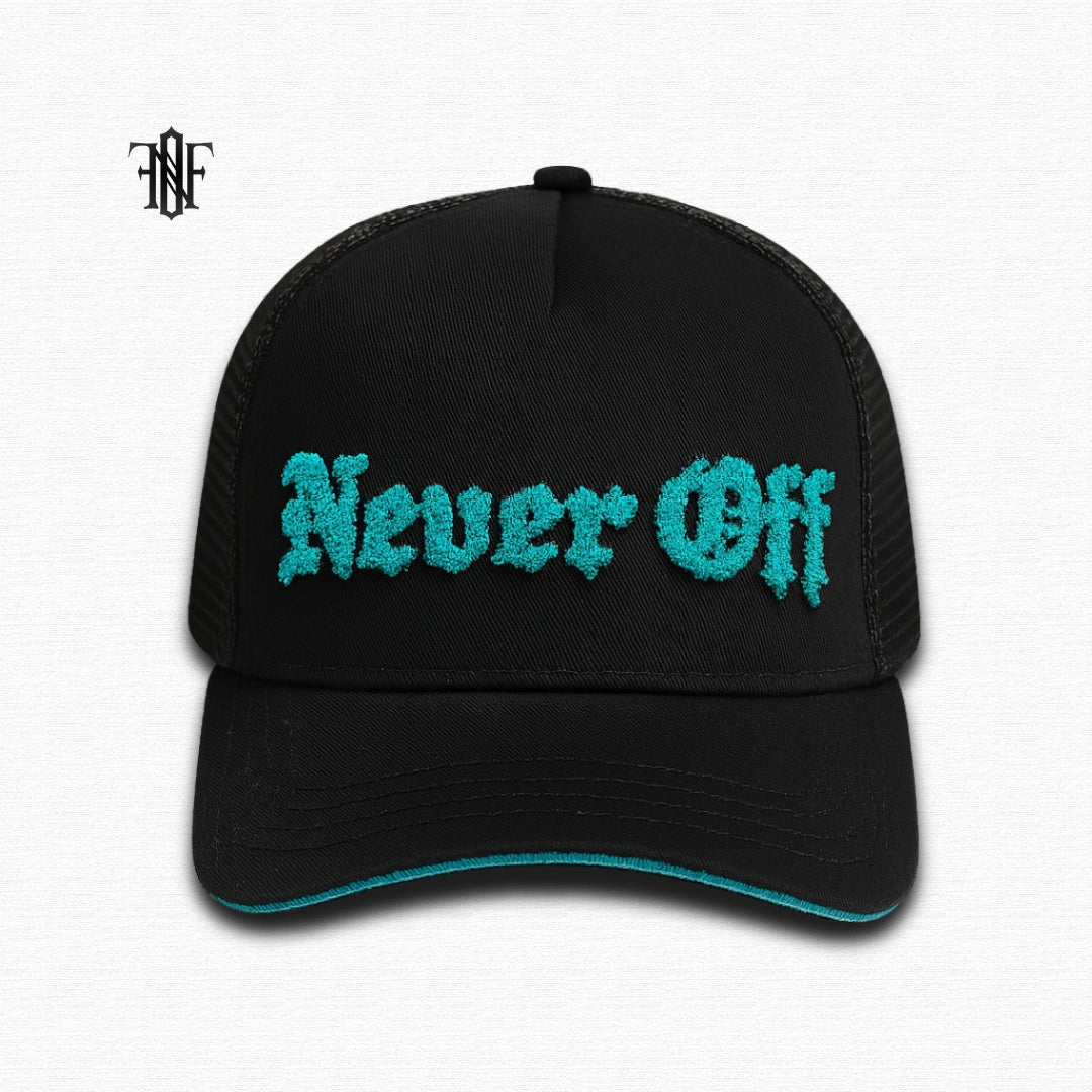 Gorra Never Off Black & Aqua Edition