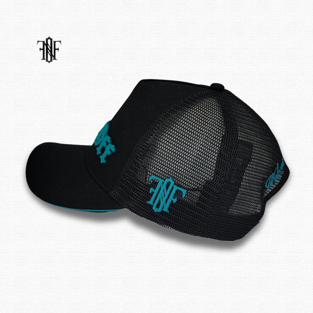 Gorra Never Off Black & Aqua Edition