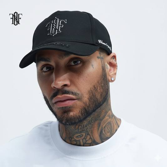 Gorra Never Off “Paradise Black”-Con Aplique en plata 925 Italiana